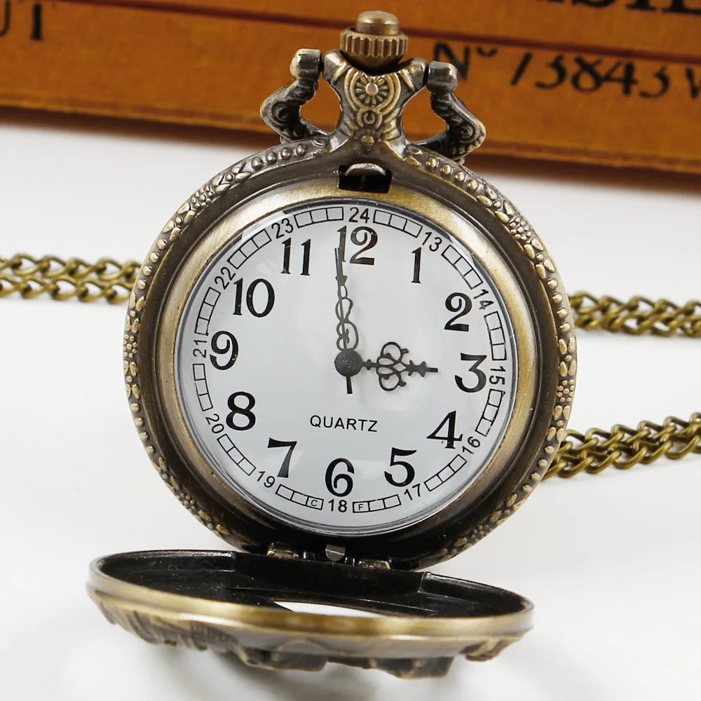 Cool Hound Wolf Dog Design Hollow Quartz Pocket Watch Antique Bronze Necklace Pendant Watches Women Men Gifts