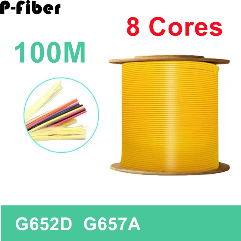 

100mtr 8 cores bundle optical fiber cable SM G652D G657A indoor cable single mode flexible yellow 8Core 8C