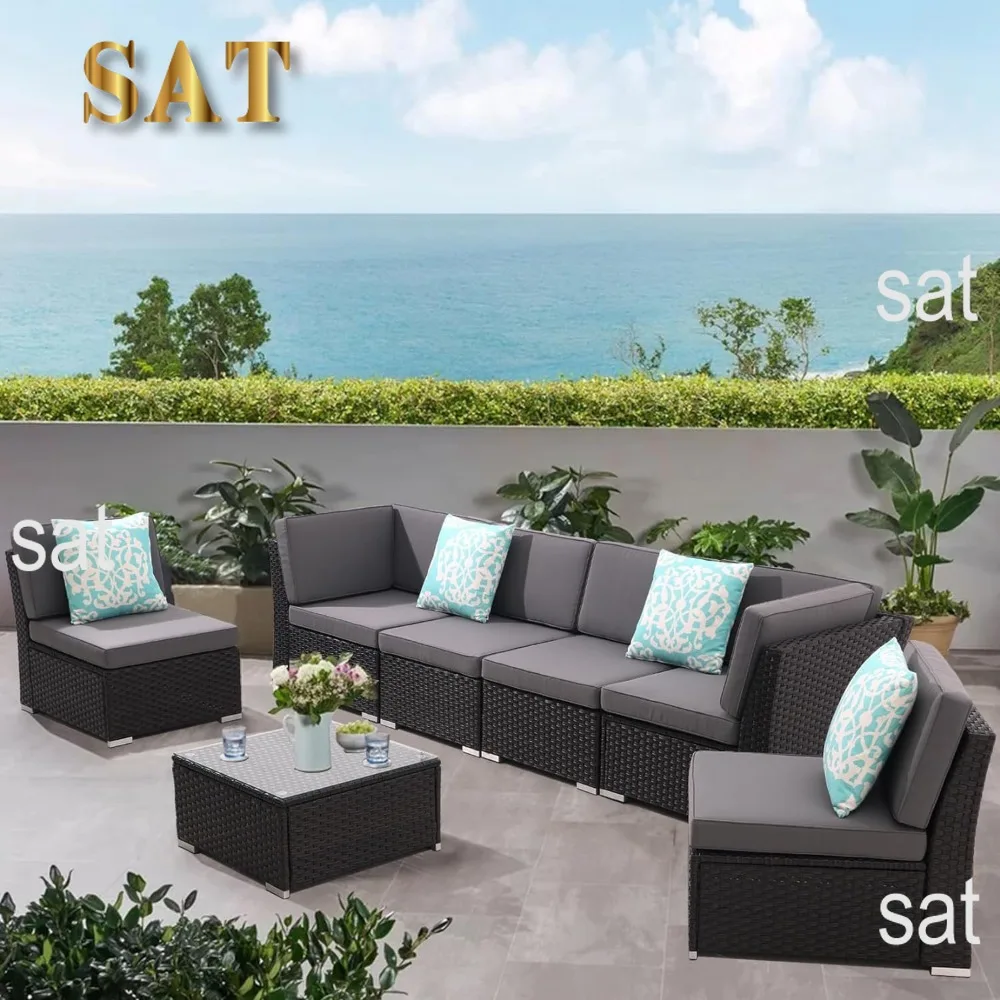 Patio Furniture Outdoor Set, Terrace Sofa Set, All-weather PE Rattan with Padded Cushions, Garden Furniture Sets