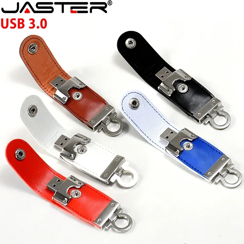 JASTER-USB 3.0 플래시 드라이브 가죽 메모리 스틱 금속 열쇠 고리 펜 드라이브 Creat 비즈니스 선물 펜드라이브 컬러 인쇄 64GB 32GB, 컴퓨터 사무용품, 예쁜, 선물하기 좋은, 디자인, 색