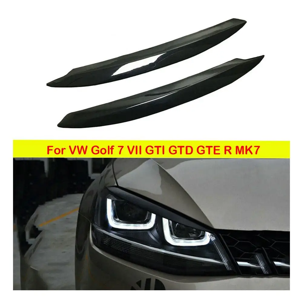 Black ABS Car Headlight Eyebrow Trim Cover For Golf 7