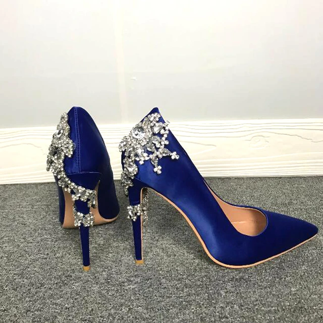 Beautiful Blue Suede Wedding Shoes With 'cherry Blossom', BLOCK HEEL Shoes,  Embellished Bridal Shoes, Wedding Heels for Bride, Large Sizes - Etsy