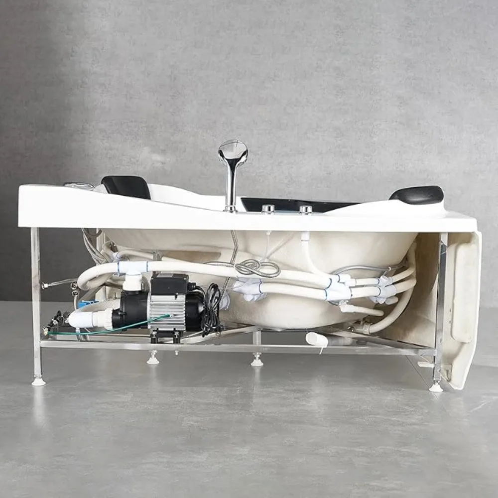 Spa bathtub, two person jet bathtub with water jet device, soaking bathtub with hydraulic massage and chromotherapy 6