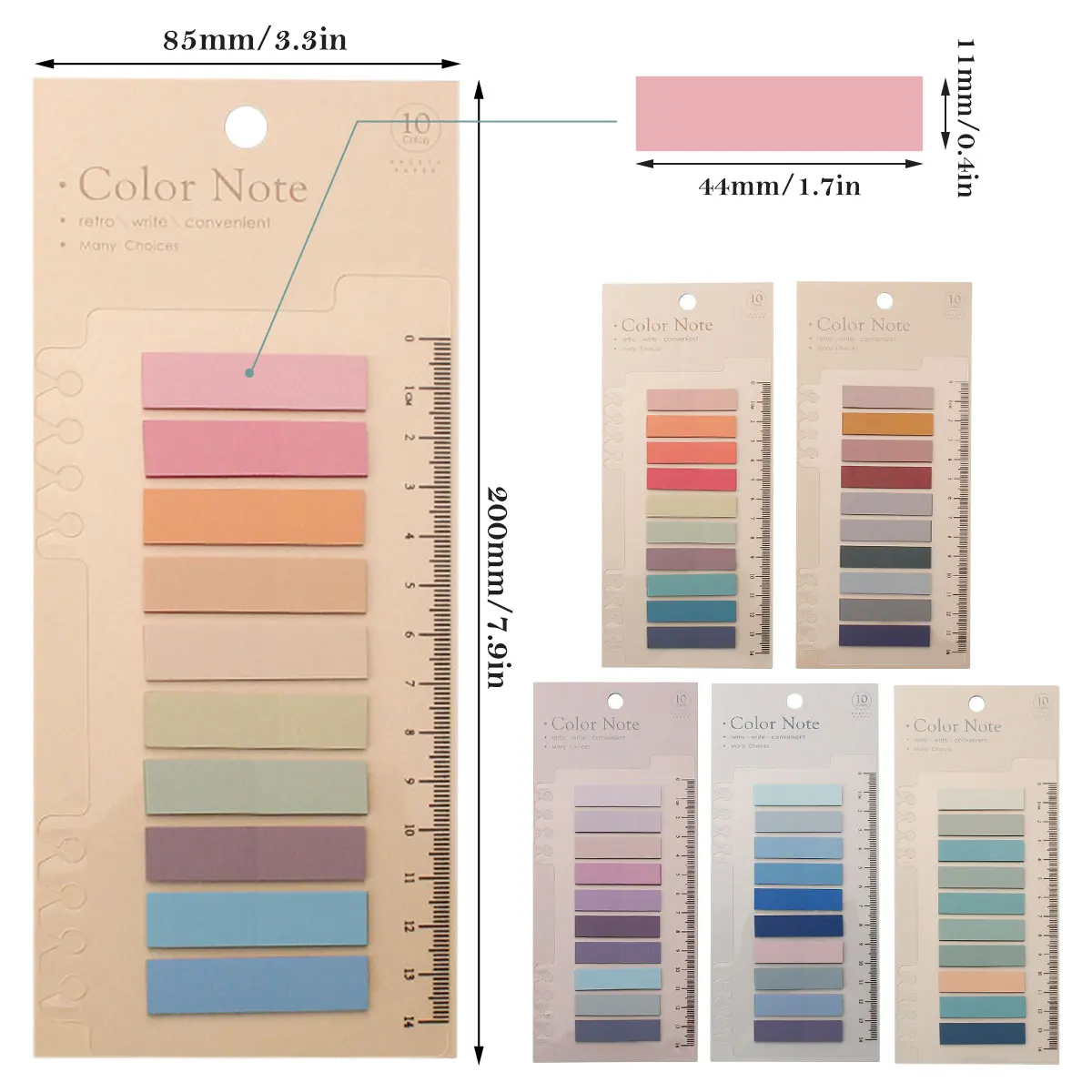 6Pack Sticky Note Tabs 60 Colors Writable Page Sticky Notes Waterproof PET Page Note Planner Stickers Office School