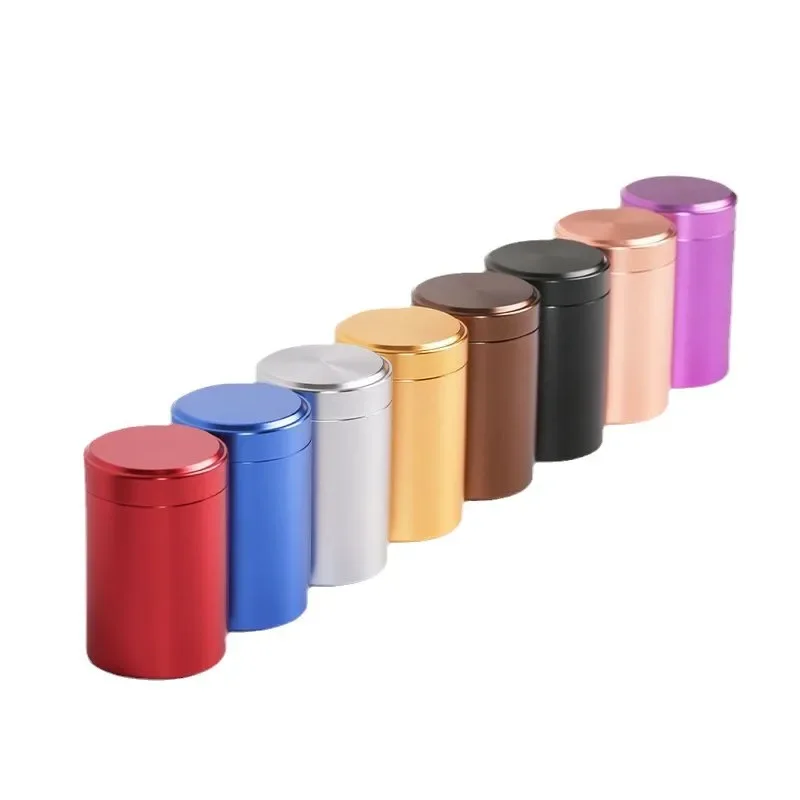 Portable high-end aluminum alloy tea jar, portable sealed jar, aluminum herbal jar, metal small storage