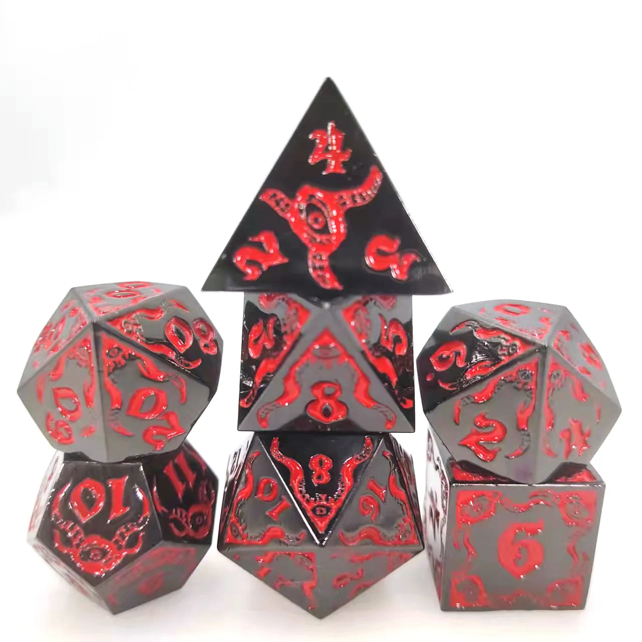 

DND Metsl D&D Dice Set Dragon and Dungeon MTG Polyhedral Dice D20 D6 RPG Dice Role Playing Dice Gift