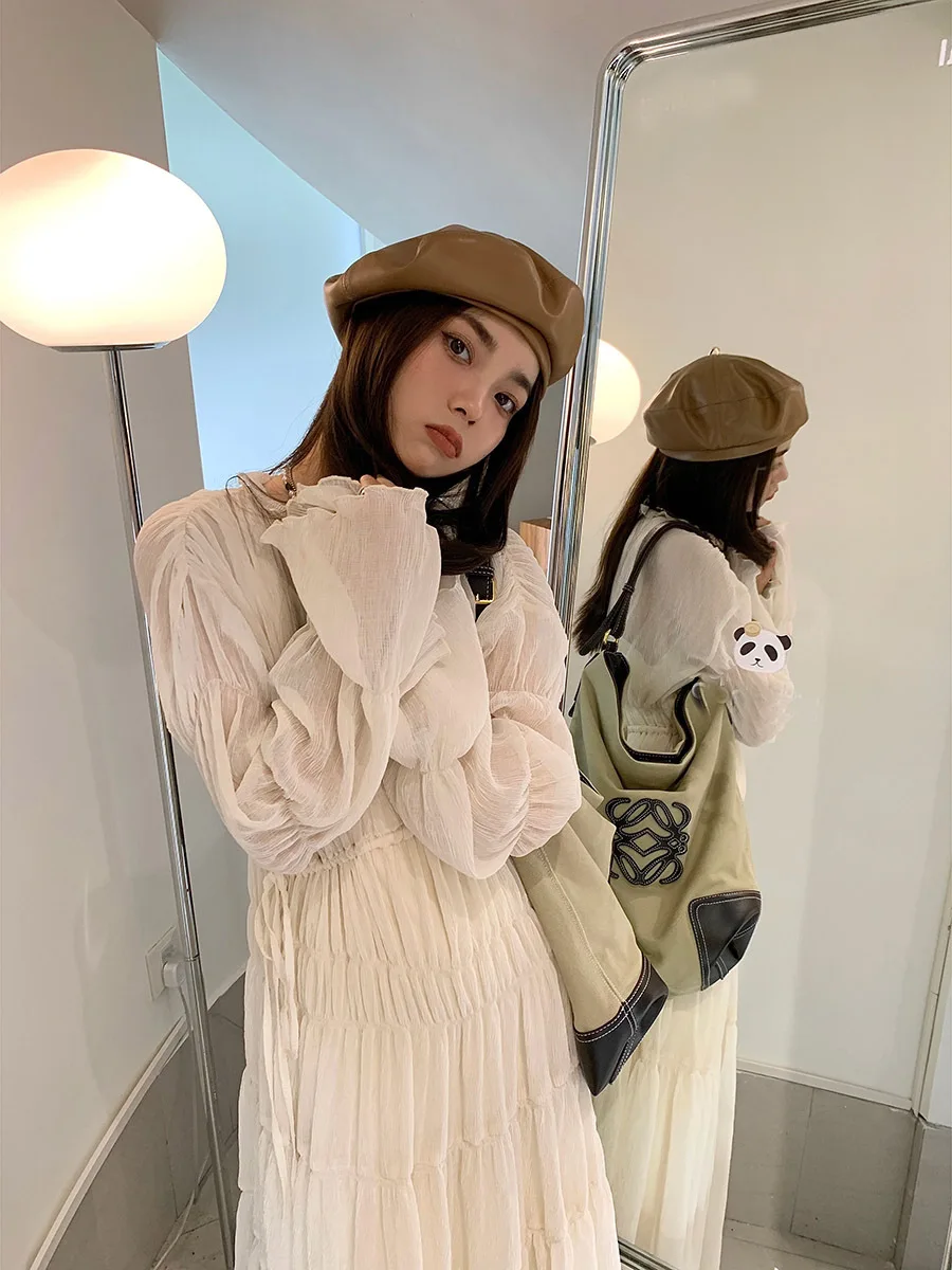 

Design Sense Niche French Style Retro Long Sleeve Early Spring Dress Women's High Class Elegant Mid-Length Dress