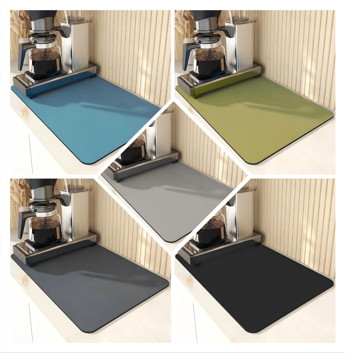 Coffee Mat Simple Draining Mat Kitchen Bathroom Laundry Room Diatomite Washable Non-slip Bottom Dirt-resistant Doormat