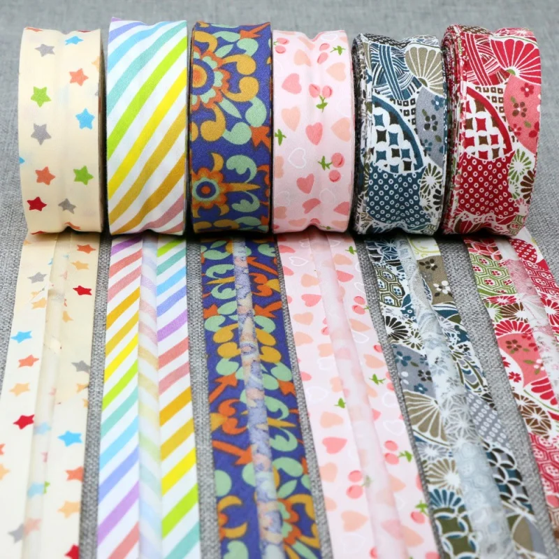 Folded Binding Edge Cloth Strip Star Series Cotton Bias Tape Craft DIY Apparel Sewing Ribbon Size 25mm x 5m ribbon decoration ribbon supplies satin ribbon sewing ribbon cotton ribbon cotton bias tape fabric craft supplies