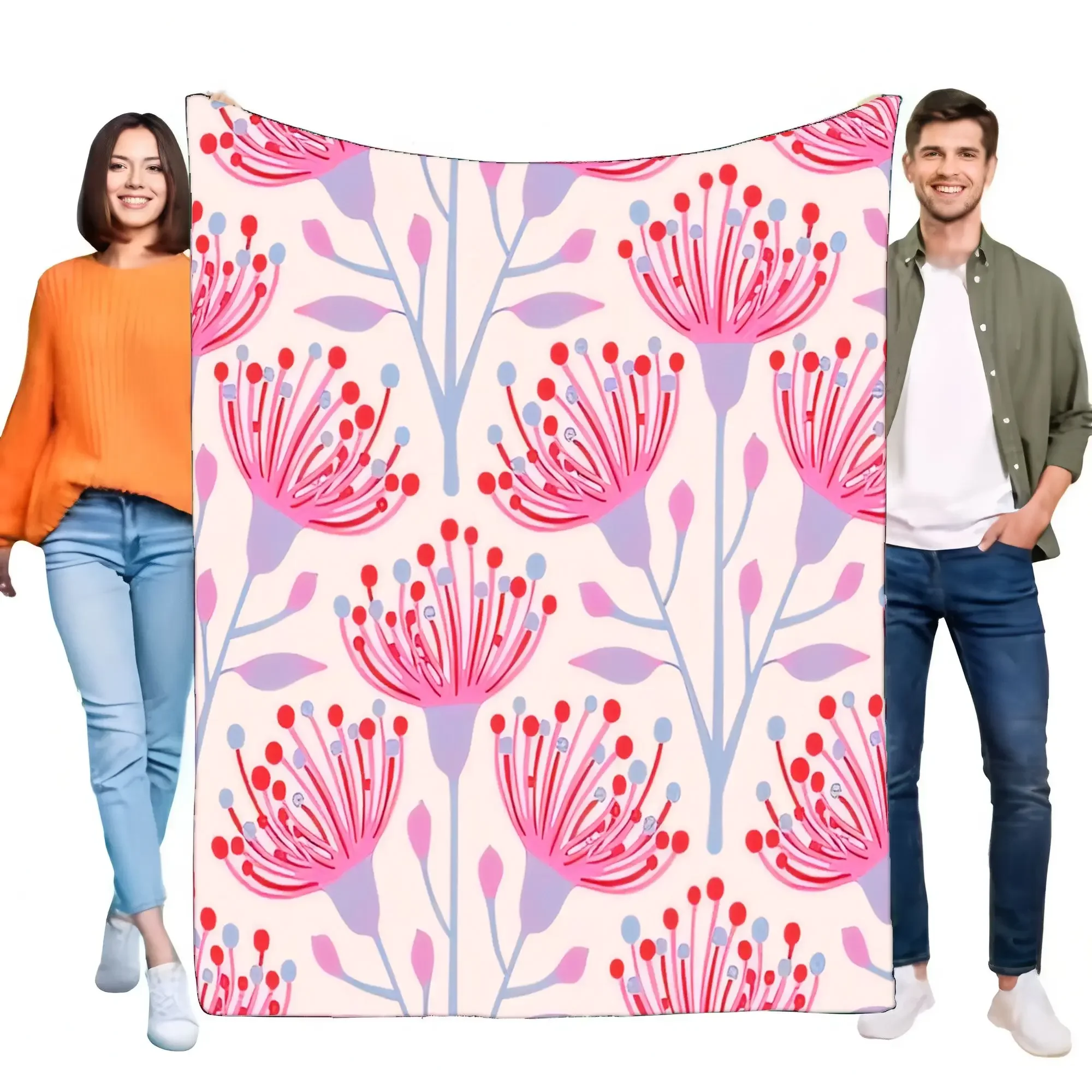 Floral Pattern Soft Throw Blanket Cozy Lightweight Bed Sofa Cover ...