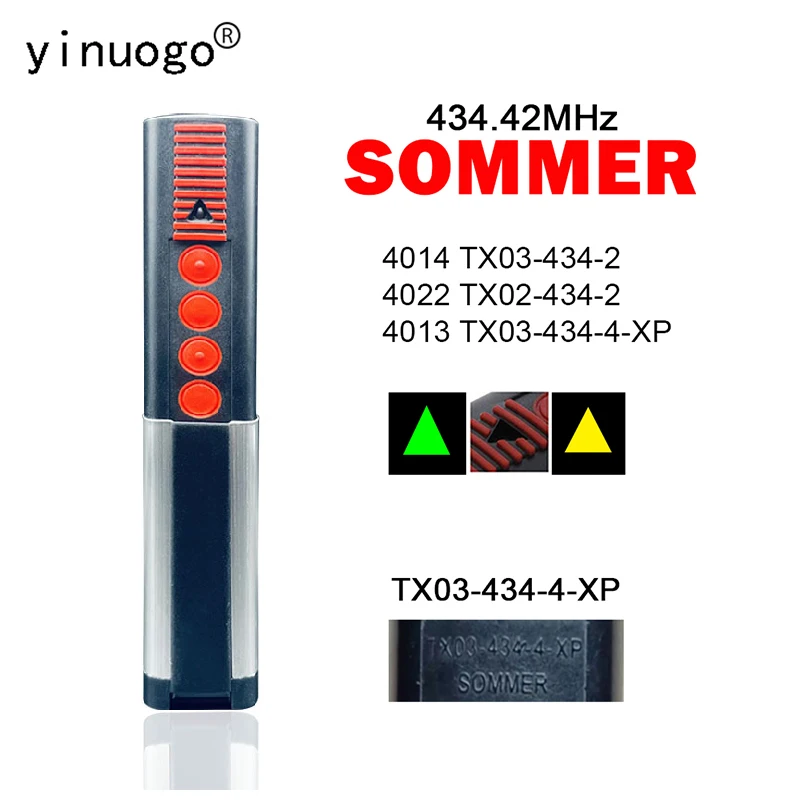 

SOMMER 4013 TX03-434-4-XP 4022 TX02-434-2 4014 TX03-434-2 Garage Door Remote Control 434.42MHz Rolling Code Gate Opener Command