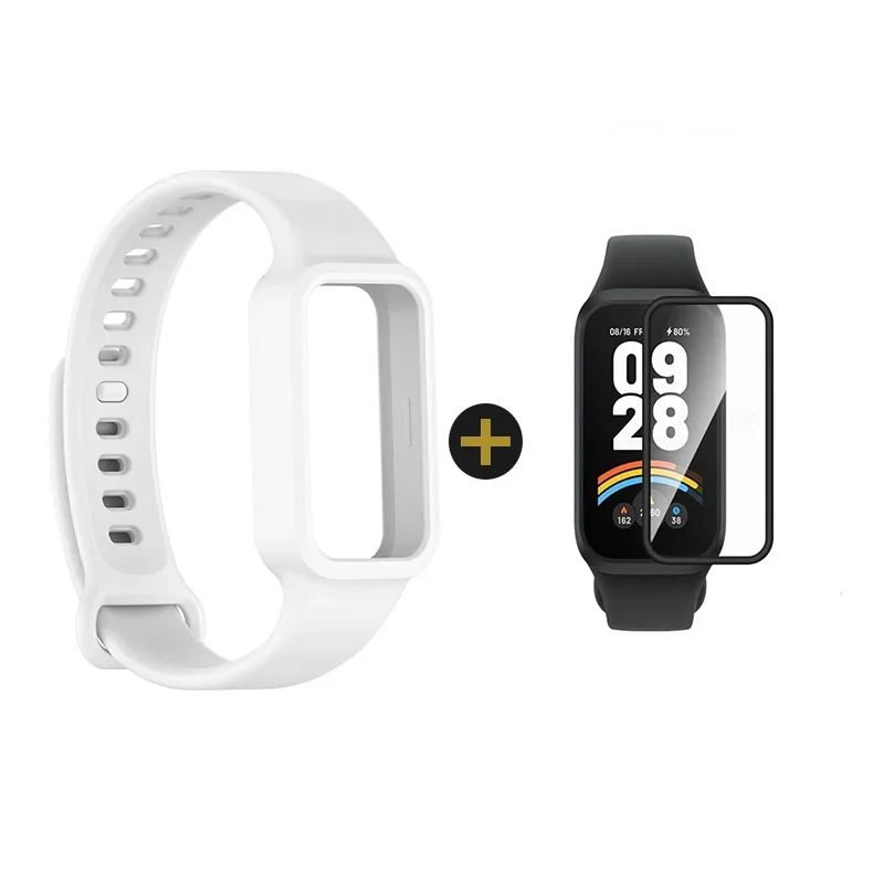 Dual-Pack: Silicone Strap + Full-Cover Screen Protector