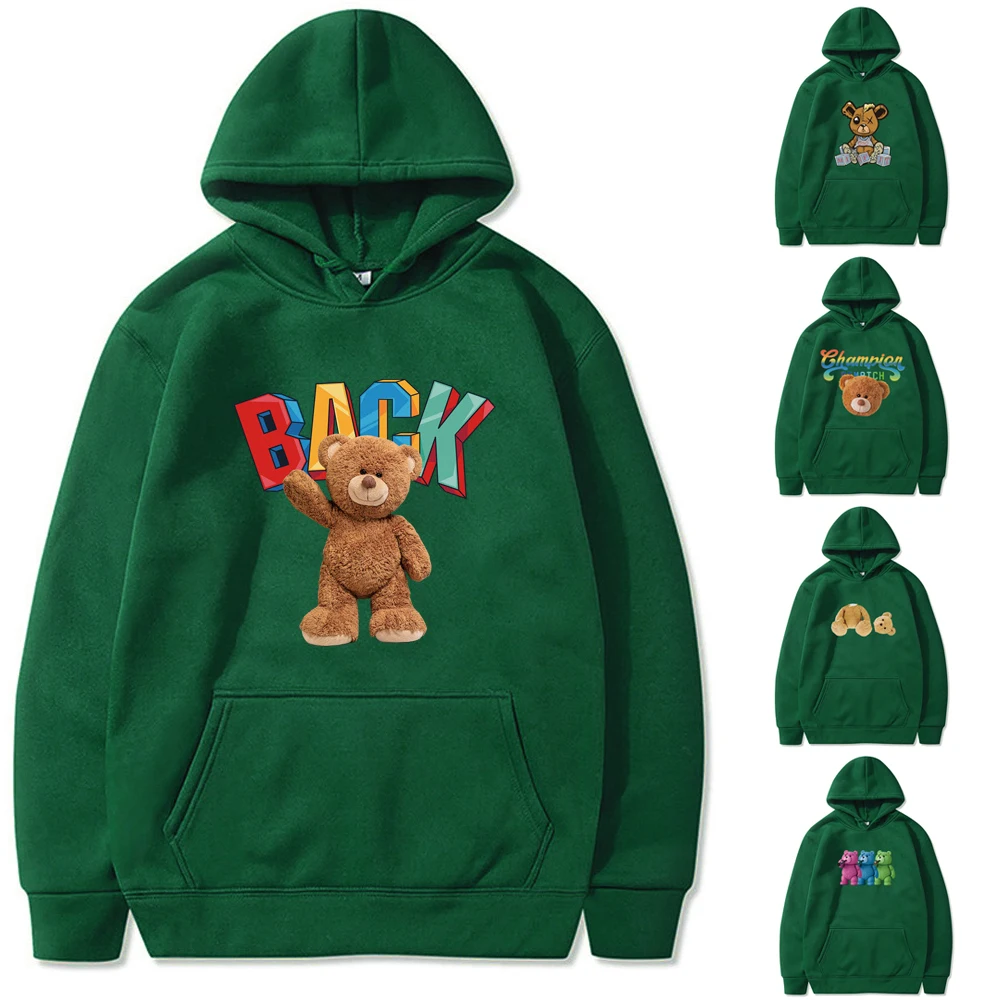 Men/Women Hoodie 2022 New Autumn Long Sleeve O-Neck Bear Print Pullover Sweatshirts Jumper Casual Classic Cozy Tops Streetwear streetwear bear print hoodies men women autumn harajuku hooded bear print sweatshirts couple loose casual long sleeve pullovers