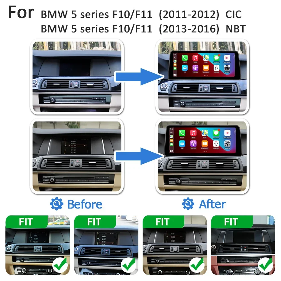 1920*720P Wireless CarPlay Android Auto Linux Autoradio 12,5-Zoll-Bildschirm für BMW 5er F10 F11 2011-2016 Navigation GPS Auto-Stereo-Player – Detail 1