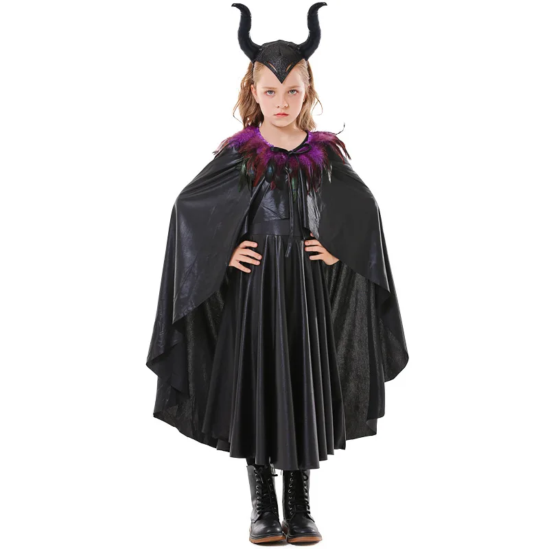 

Halloween Carnival Party Movie Sleeping Beauty Witch Children's Day Girl Demon Clothing Queen Vampire role-playing Cosplay Dress