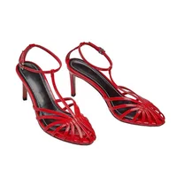 Sandales femmes 2025 Style Simple t-strap sandales pour filles femmes Sexy talon bande étroite fête chaussures de mariage été Sandalias 2