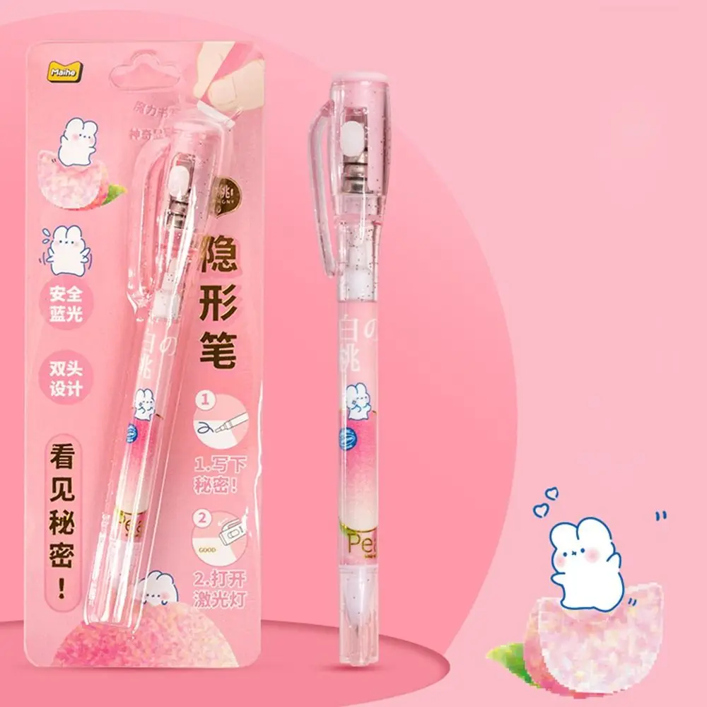 신비롭게 사라지는 귀여운 투명 마커 LED UV 램프와 작은 빛이 있는 투명 볼펜 이중 헤드 젤 펜