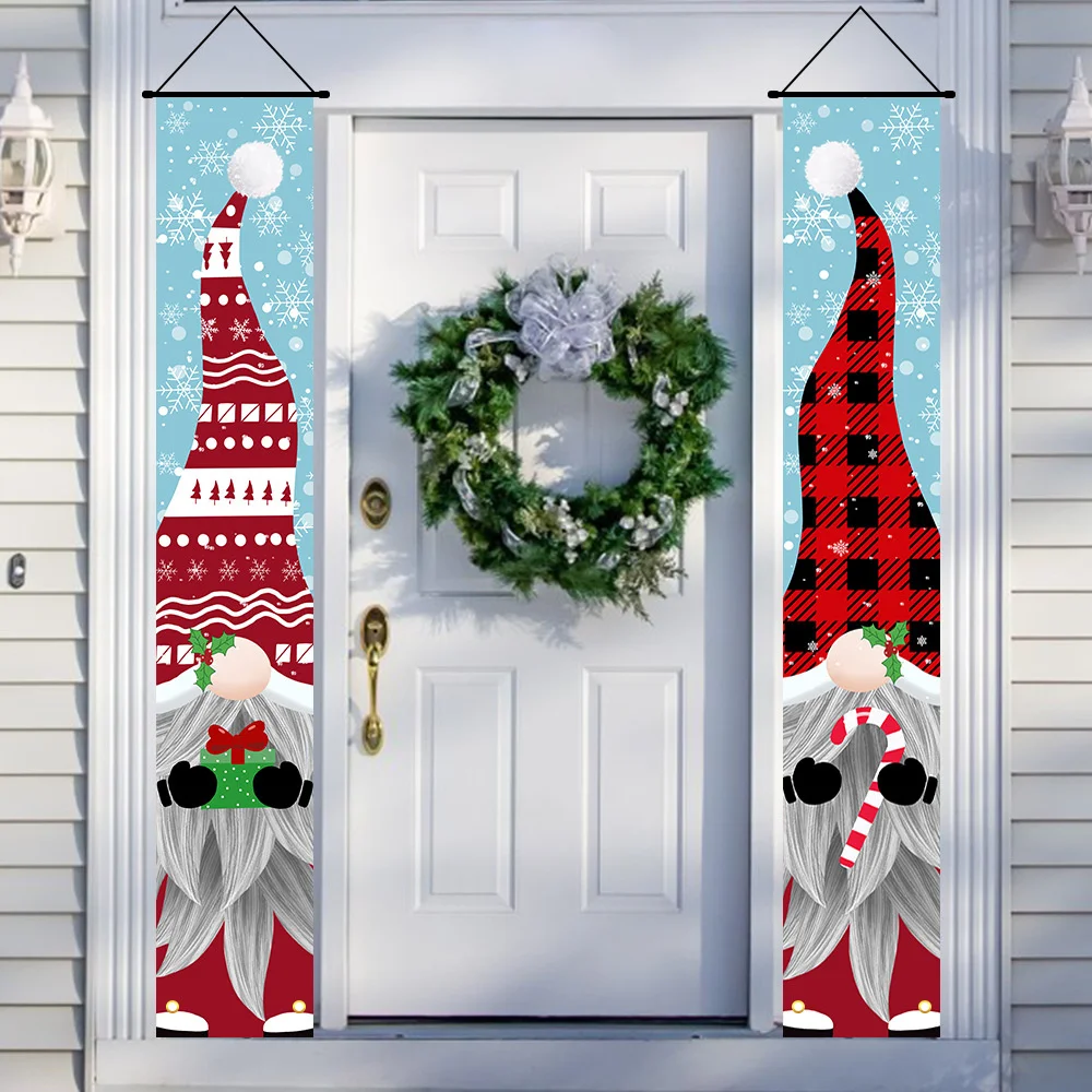

2024 New Year Nutcracker Soldier Decoration Couplet Santa Claus Hanging Flag Front Porch Christmas Sign for Wall Door Outside
