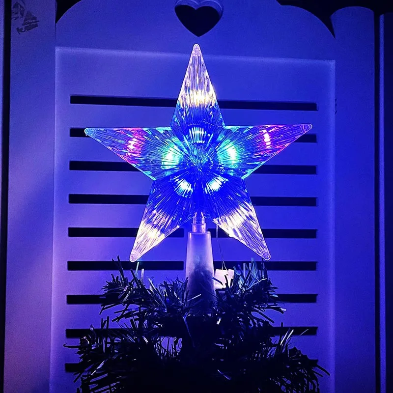 Christmas Decoration Glowing Tree Topper Glitter Shining Star Xmas Tree Ornaments for Home Decor Navidad New Year 2026 Gift