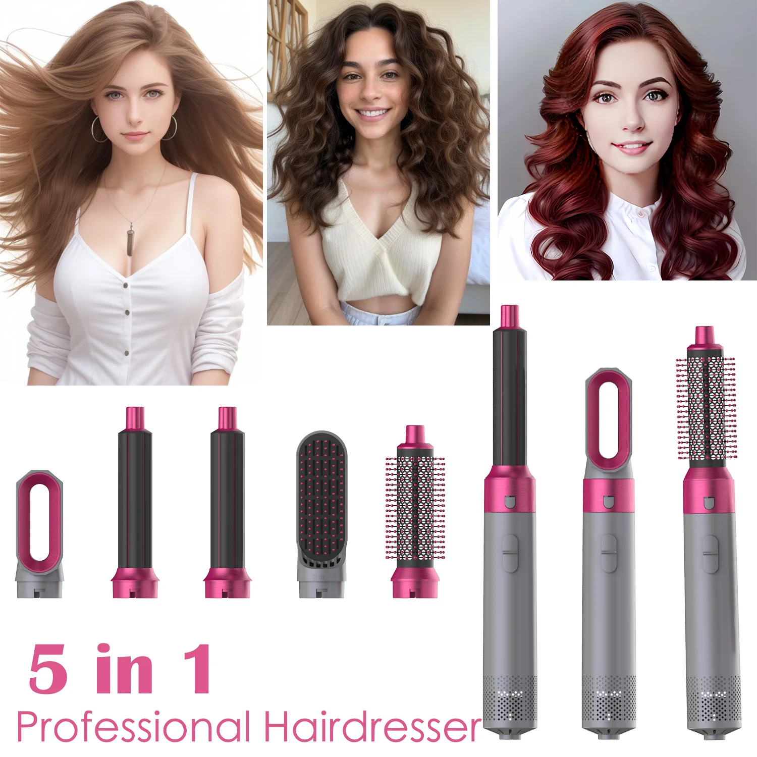 New Hair Dryer Multi Hair Styler 5 In1 Curling Iron Hair Straightener With Hair Brush Hairdryer For Hair Dryer Hair Multi Styler 2