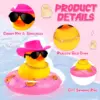 12/24/36PC Cowboy Rubber Duck Bulk Mini Car Yellow Duckies Bath Toys Party Favor with Necklace Sunglasses Duck Car Dashboard 2