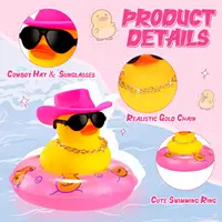 12/24/36PC Cowboy Rubber Duck Bulk Mini Car Yellow Duckies Bath Toys Party Favor with Necklace Sunglasses Duck Car Dashboard 2