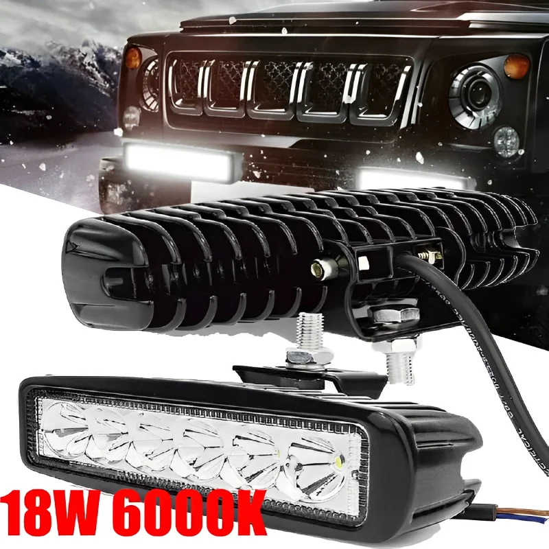 

6 LED 18W 12V Car LED Work Light DRL High Brightness Spotlight Offroad Automobile Truck Driving Headlight Fog Lamp 2pcs