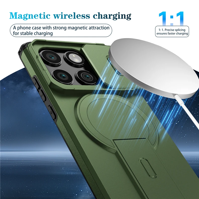 Armor Magnetic Wireless Charging Shockproof Bracket Case