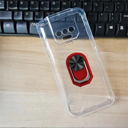 6.5 Soft TPU Silicone Case with Back Finger Ring - Enhanced Protection and Grip for KingKong Power (Transparent C Red)