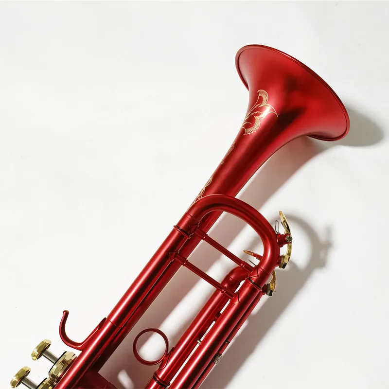 Hot Sell LT180-37 Bb Small Trumpet Matte red Key Professional Music Instruments with case