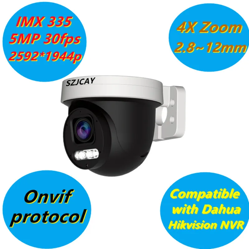 

SZJCAY SD1A404XB-GNR 8MP 4K POE PTZ IP Camera IR 30m 2.8-12mm 4X Optics Zoom 5MP Starlight AI Camera Compatible with Dahua NVR