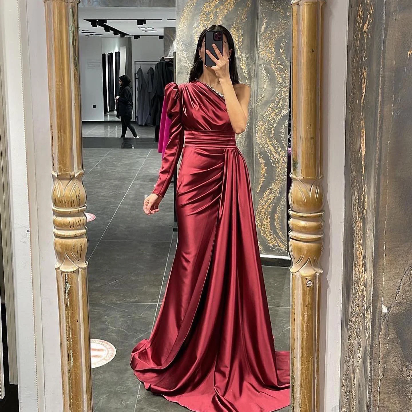 

GIOIO Off Shoulder Luxury Formal Evening Dresses Beading Long Sleeves فساتين سهرة Floor Length Elegant Prom Gowns Party Women