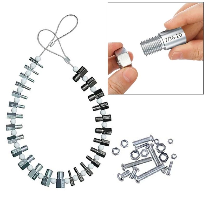 Description Picture 3 of itemY1UD Upgrades Efficient Nut & Bolt Thread Measurement Set Nut & Bolt Thread Size Gauge 26 Gauges to Easily Identify Sizes