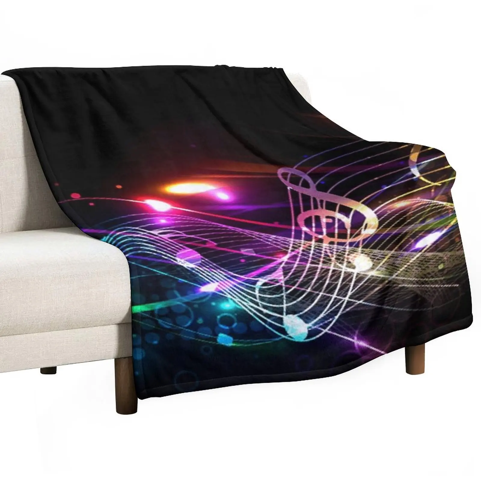 

Music Notes in Color for Music-lovers Throw Blanket Soft Plaid For Sofa Retro Blankets Beautiful Blankets