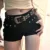 Dark Style American Girl Short Jeans Women's Low Waist Design Sense Rivet Body Contouring Black  Shorts Cleanfit Style