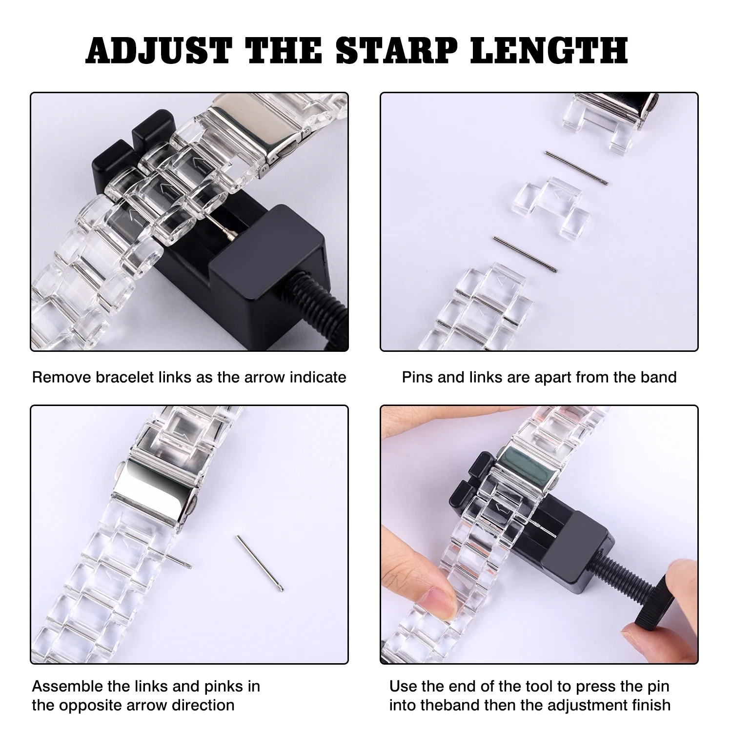 Enhanced Transparent Link Bracelet with Tool