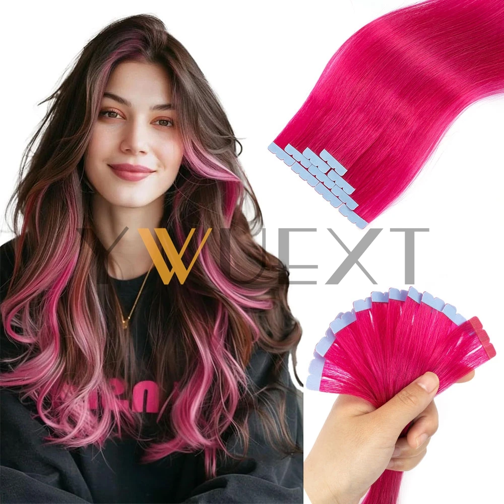 Mini Tape in Human Hair in Fancy Colors 12-20 inches Natural Striaght Seamless Tape Hair Extensions for Outlet Hairstyle