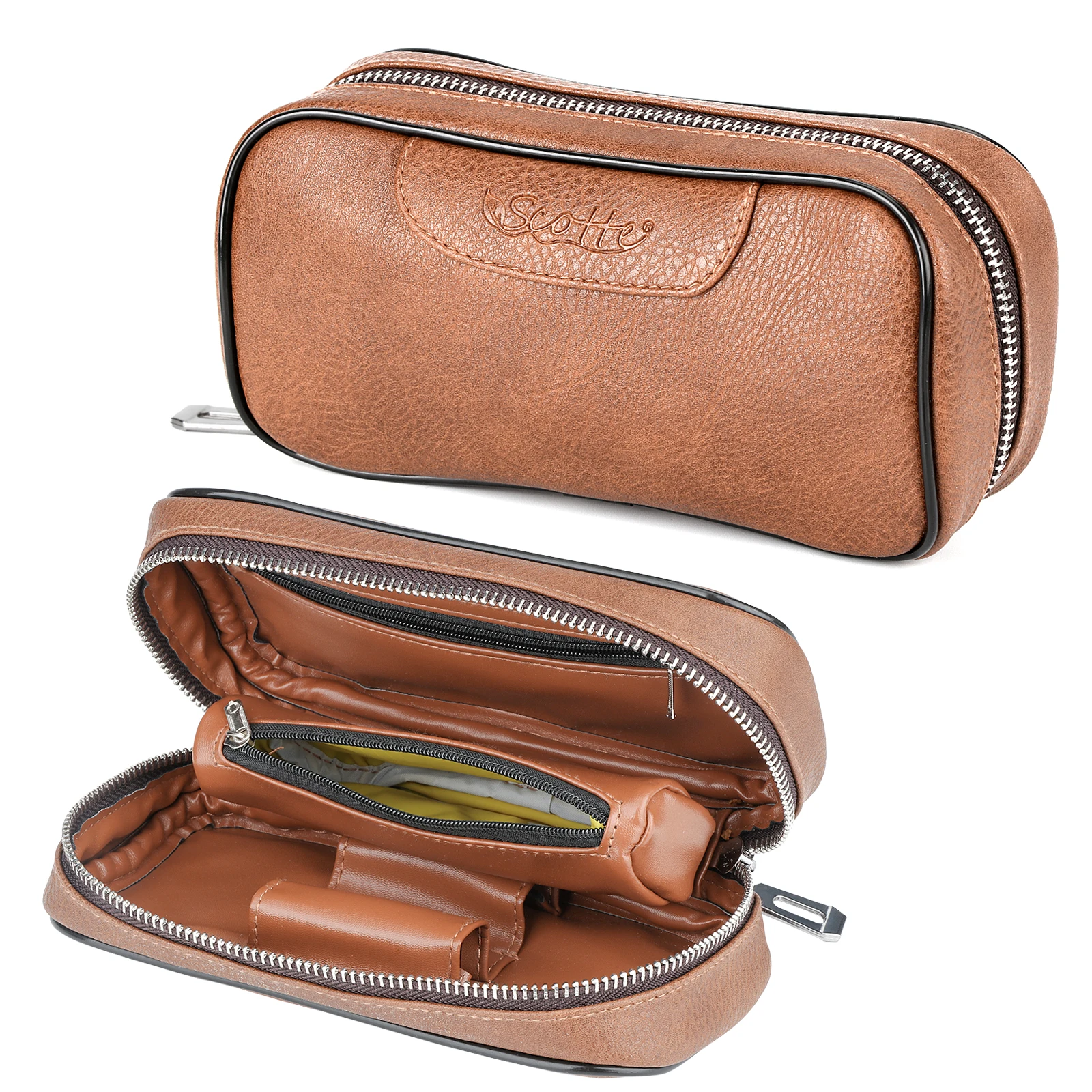 Smoking Pipe Scotte PU Leather Tobacco Smoking Pipe Bag for 2 pipes Portable Herb Tobacco Smoking Pipe Case Tools Accessories