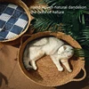 Pure Manual Cat Bed House Rattan Woven Four Seasons Nest Cat Scratch Board General Dandelion Woven Cool Pet Home Cat Accessories 5