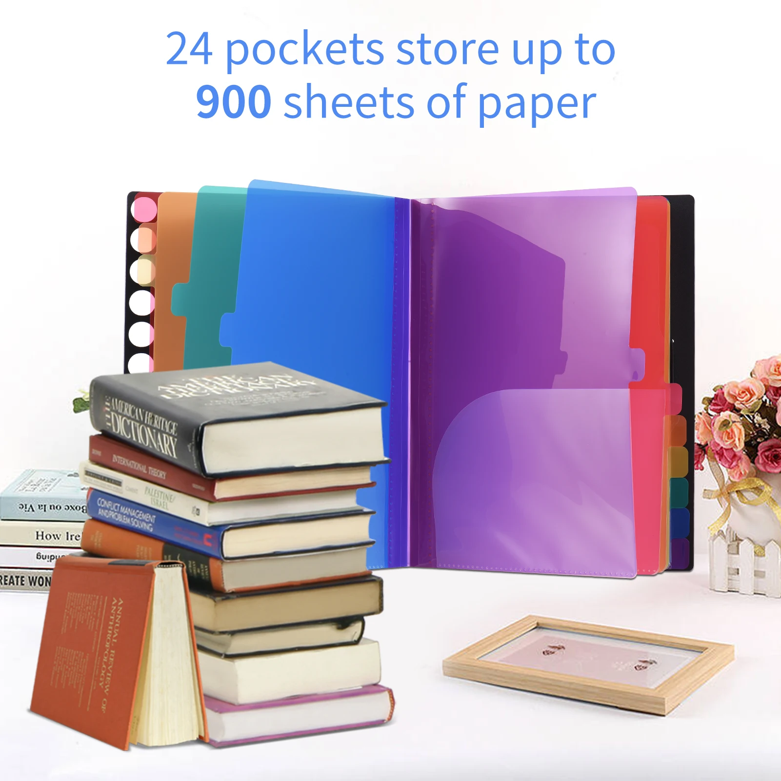 Expanding File A4 Folder Files Organizer Elastic String 24 Pocket Letter Size for Paper Documents Certificate Stationery Supplie