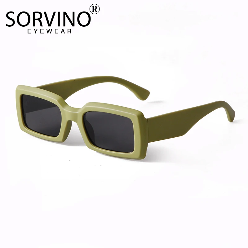 

SORVINO Retro Green Rectangle Sunglasses Women Men Brand Designer Fashion Leopard Square Shades Sun Glasses Female Oculos UV400