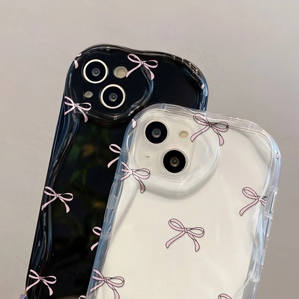 Bow Wavy Edge 3D Wave Phone Case Cover