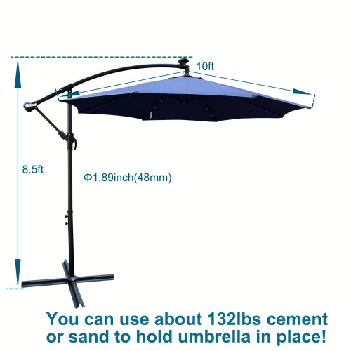 10ft Solar LED Patio Umbrella 6