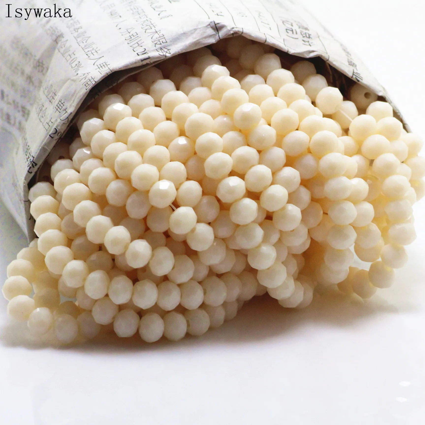 Isywaka Golden Faceted Crystal Glass Beads - 50pcs Spacer Beads