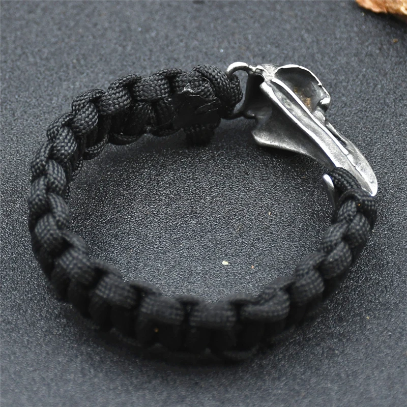 Odin Raven Skull Bracelet Mens Slavic Paracord Rope Bracelet Punk Biker Rock Party Accessories Nordic rune Jewelry