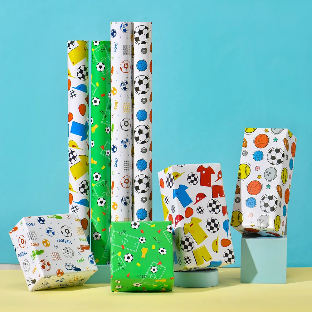 Gift wrapping paper 50X70cm football pattern gift packaging coated paper