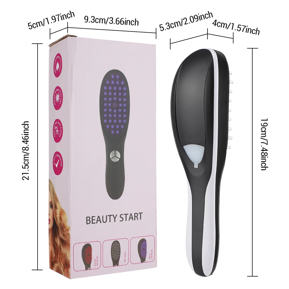 Electric Spray Massage Comb Hair Growth Vibration Head Massager Brush LED Anti H