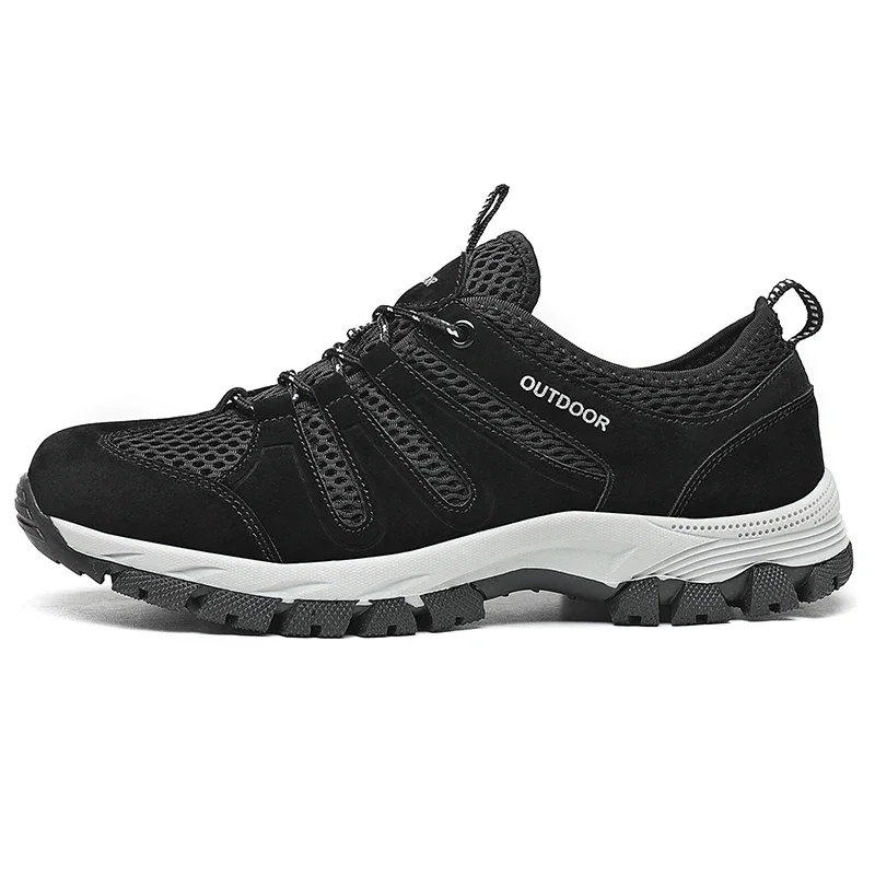 Large Size Men Soft Casual Shoes Summer Breathable Outdoor Mesh Sneakers Male Light Black Footwear Flat 2024 Fashion Boys Travel