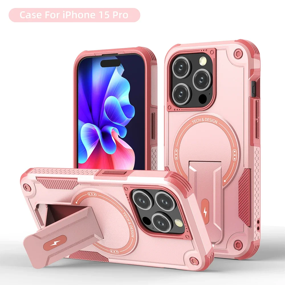 Magnetic Stand Invisible Phone Case with Wireless Charging and Anti-Fall Protection