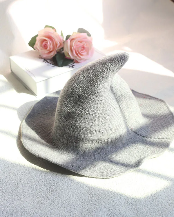 Halloween Knit Wool Wizard Hat Adult Kids Witch Caps Halloween Holiday Costume Props Festival Party Hat Decoration party hat halloween witch hat knitted caps